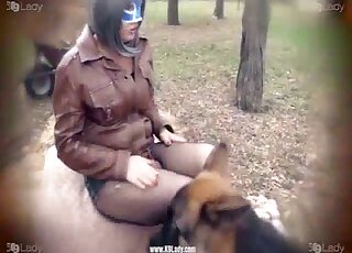 Sloppy blowjob on a dog's dick before spreading her legs for sex