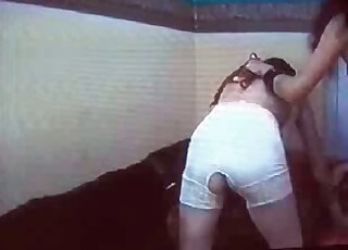 Black dog happily humping inside her tight pussy from behind