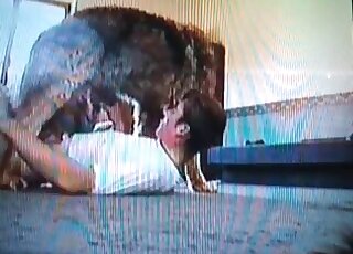 Nerdy fellow gives a blowjob to his dog to get some relaxation