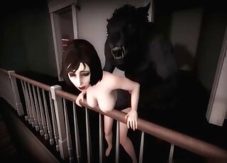 Voluptuous anime beast crushes up tight pussy of a cartoon hottie